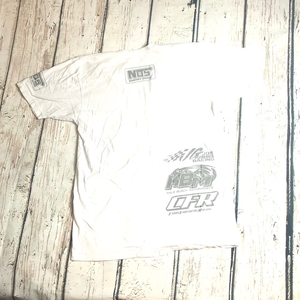 Nos Racing T-Shirt Kyle Busch Joe Gibbs CFT NASCAR White Tee